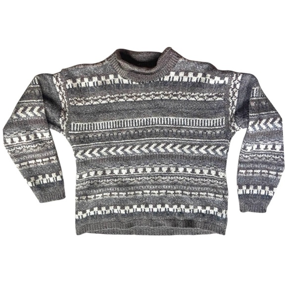 Eddie Bauer Vintage Wool Sweater Mock Neck Rolled Sz L - Picture 1 of 4